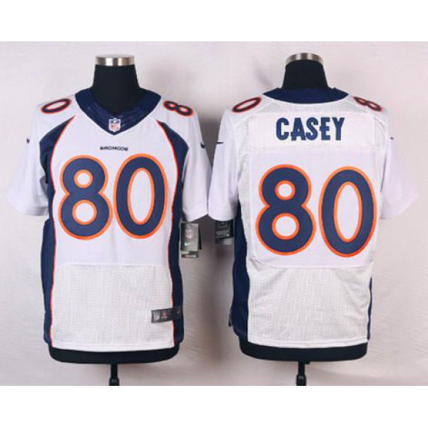 Men's Denver Broncos #80 James Casey White Road NFL Nike Elite Jersey