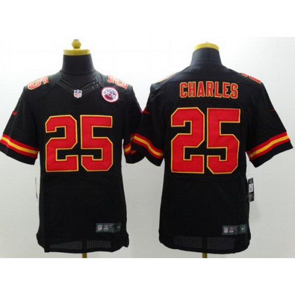 Nike Kansas City Chiefs #25 Jamaal Charles Black Elite Jersey