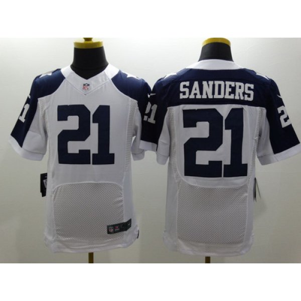 Nike Dallas Cowboys #21 Deion Sanders White Thanksgiving Elite Jersey