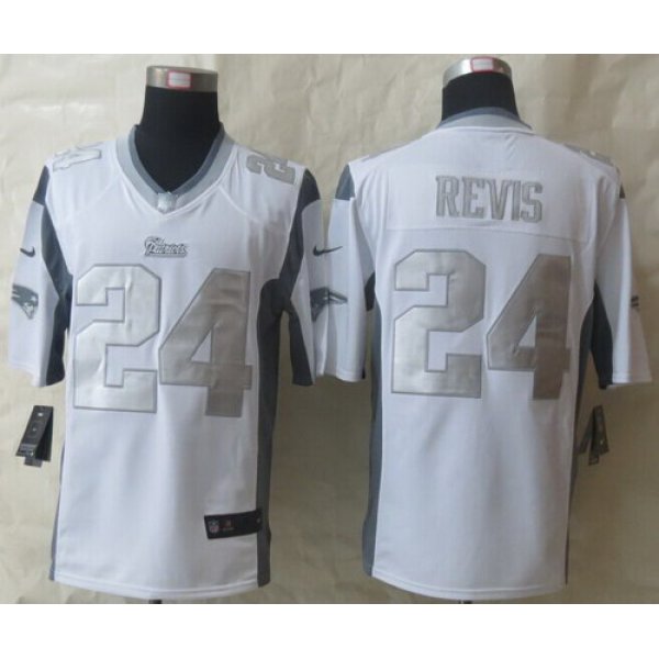 Nike New England Patriots #24 Darrelle Revis Platinum White Limited Jersey