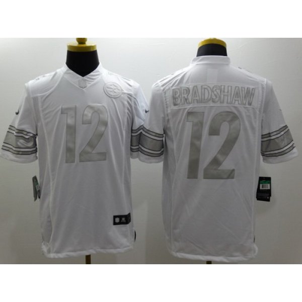 Nike Pittsburgh Steelers #12 Terry Bradshaw Platinum White Limited Jersey