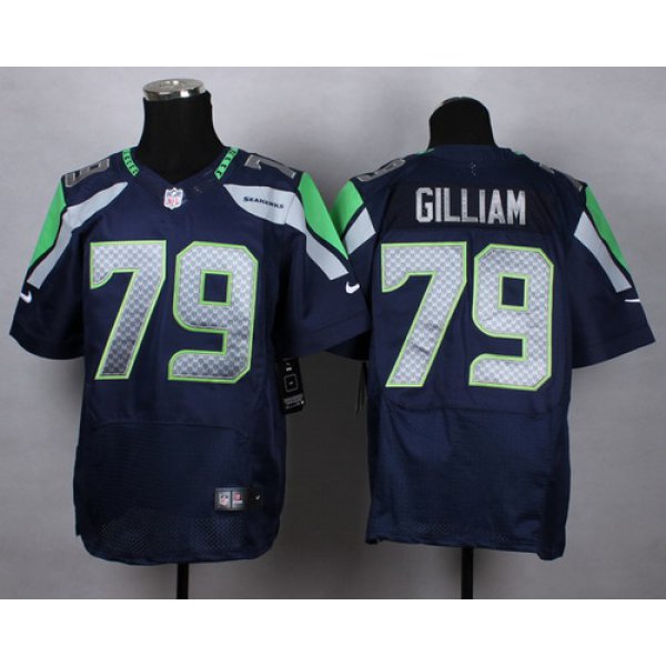 Nike Seattle Seahawks #79 Garry Gilliam Navy Blue Elite Jersey