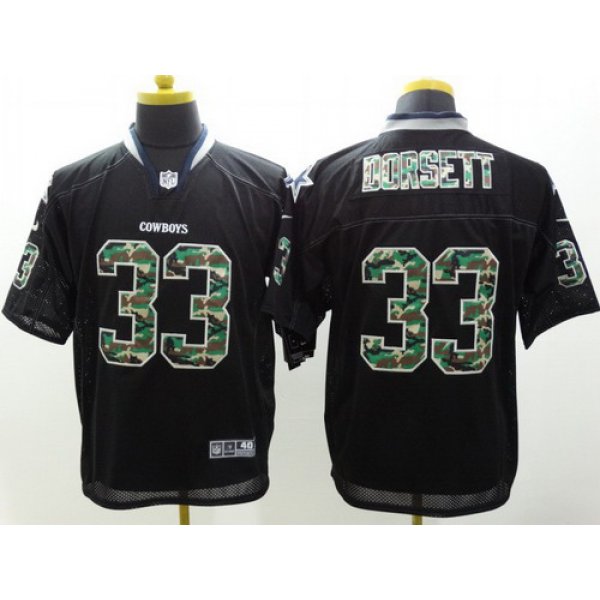 Nike Dallas Cowboys #33 Tony Dorsett Black With Camo Elite Jersey