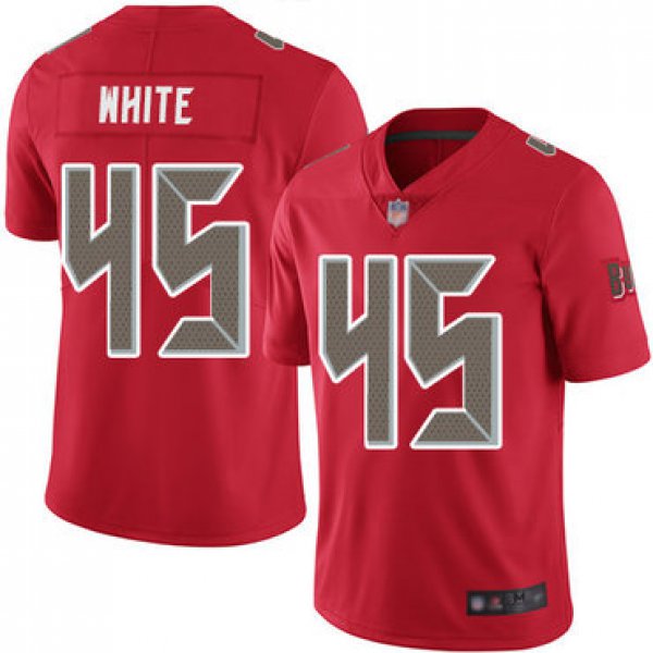 Buccaneers #45 Devin White Red Men's Stitched Football Limited Rush Jersey