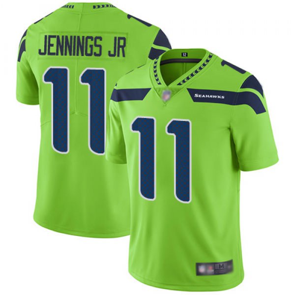 Seahawks #11 Gary Jennings Jr. Green Men's Stitched Football Limited Rush Jersey