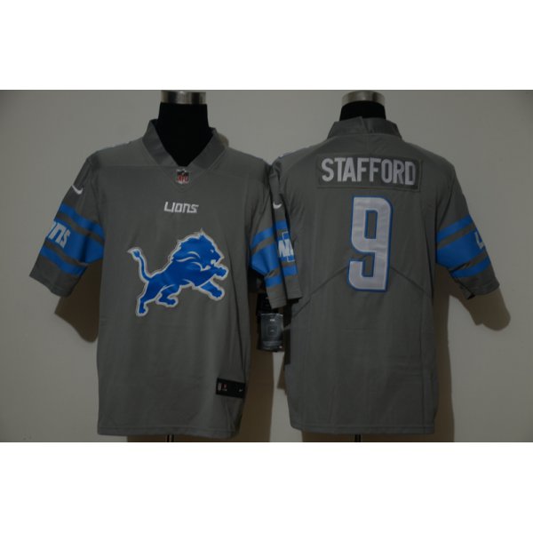 Men's Detroit Lions #9 Matthew Stafford Grey 2020 NEW Team Logo Vapor Untouchable Stitched NFL Nike Limited Jersey