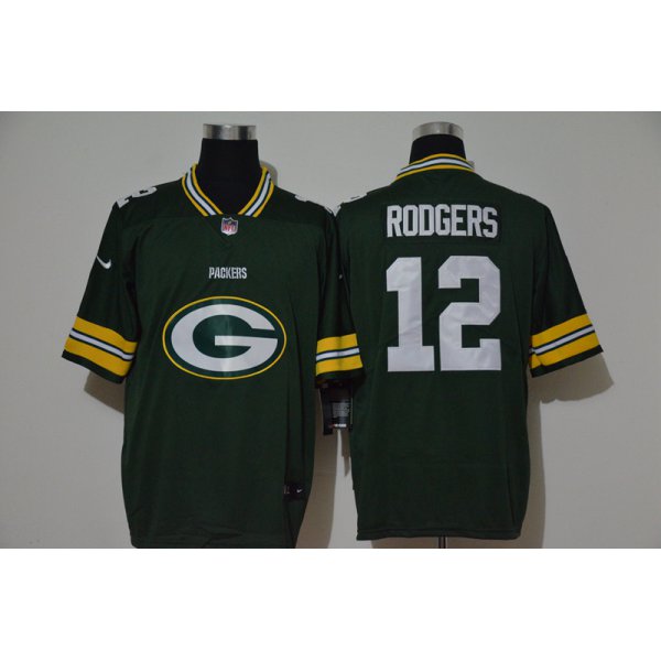 Men's Green Bay Packers #12 Aaron Rodgers Green 2020 Big Logo Vapor Untouchable Stitched NFL Nike Fashion Limited Jersey