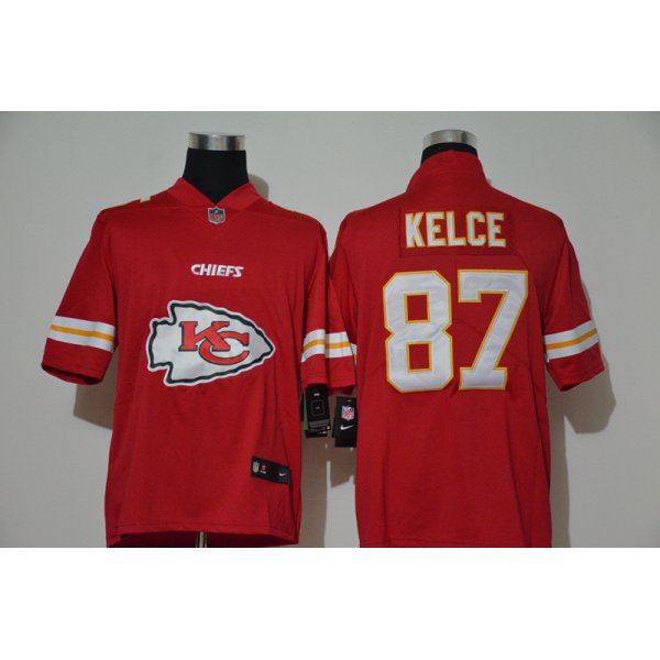 Men's Kansas City Chiefs #87 Travis Kelce Red 2020 Big Logo Vapor Untouchable Stitched NFL Nike Fashion Limited Jersey