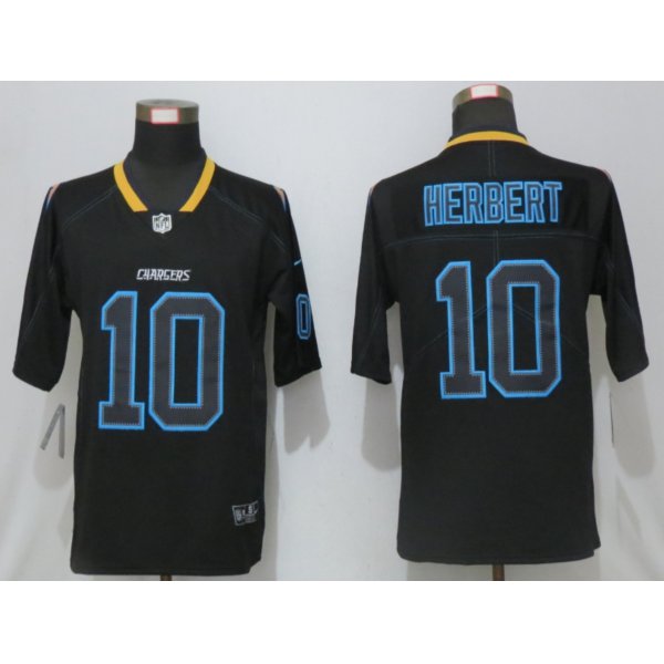 Men's Los Angeles Chargers #10 Justin Herbert 2020 Black Lights Out Color Rush Stitched NFL Nike Limited Jersey