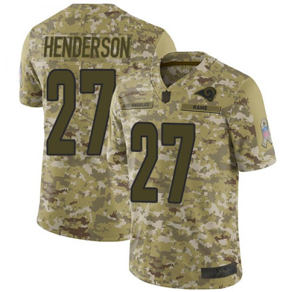 Rams #27 Darrell Henderson Camo Men's Stitched Football Limited 2018 Salute To Service Jersey