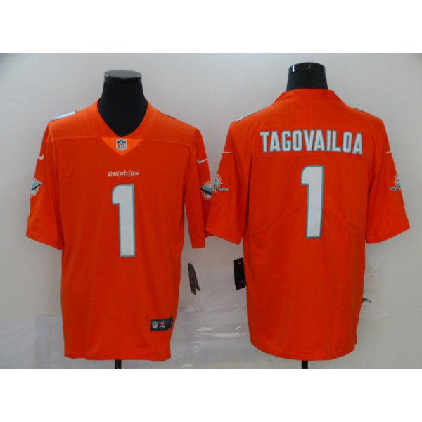 Men's Miami Dolphins #1 Tua Tagovailoa Orange 2020 Vapor Untouchable Stitched NFL Nike Limited Jersey