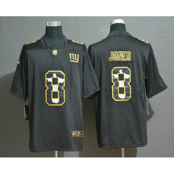 Men's New York Giants #8 Daniel Jones Jesus Faith Black Vapor Untouchable Stitched NFL Nike Limited Jersey