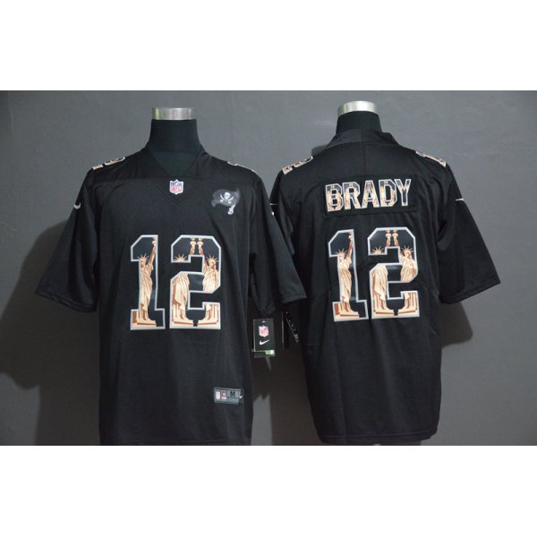 Men's Tampa Bay Buccaneers #12 Tom Brady 2019 Black Statue Of Liberty Stitched NFL Nike Limited Jersey