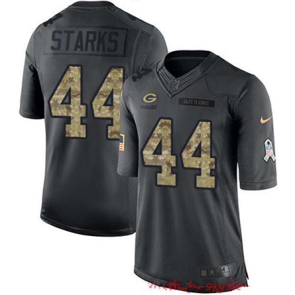 Men's Green Bay Packers #44 James Starks Black Anthracite 2016 Salute To Service Stitched NFL Nike Limited Jersey