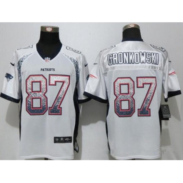 Men's New England Patriots #87 Rob Gronkowski White Drift Stitched NFL Nike Fashion Jersey