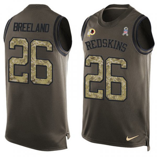 Men's Washington Redskins #26 Bashaud Breeland Green Salute to Service Hot Pressing Player Name & Number Nike NFL Tank Top Jersey