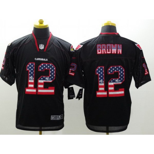 Nike Arizona Cardinals #12 John Brown 2014 USA Flag Fashion Black Elite Jersey