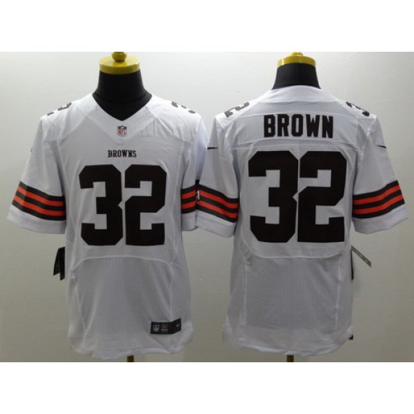 Nike Cleveland Browns #32 Jim Brown White Elite Jersey