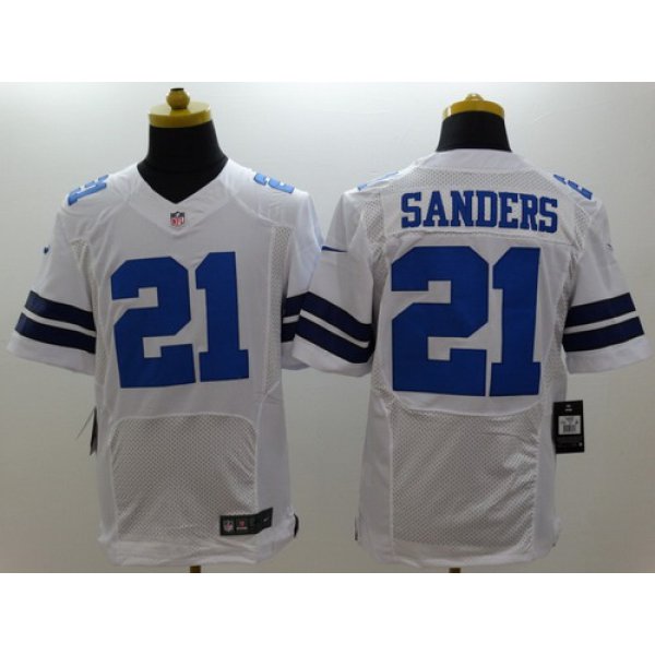 Nike Dallas Cowboys #21 Deion Sanders White Elite Jersey