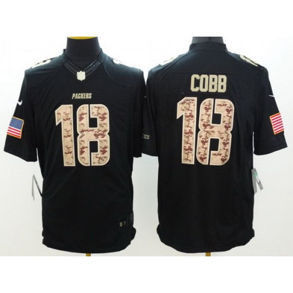 Nike Green Bay Packers #18 Randall Cobb Salute to Service Black Limited Jersey