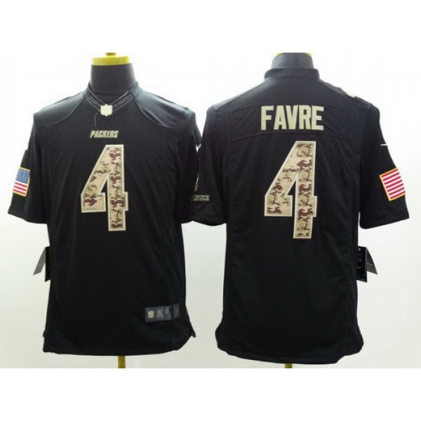 Nike Green Bay Packers #4 Brett Favre Salute to Service Black Limited Jersey