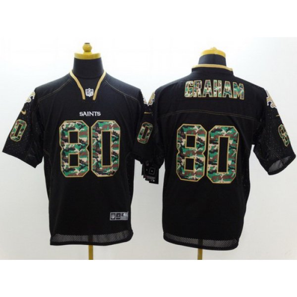 Nike New Orleans Saints #80 Jimmy Graham Black With Camo Elite Jersey