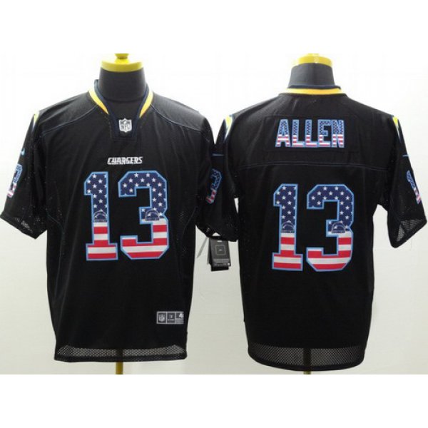 Nike San Diego Chargers #13 Keenan Allen 2014 USA Flag Fashion Black Elite Jersey