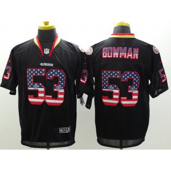 Nike San Francisco 49ers #53 Navorro Bowman 2014 USA Flag Fashion Black Elite Jersey