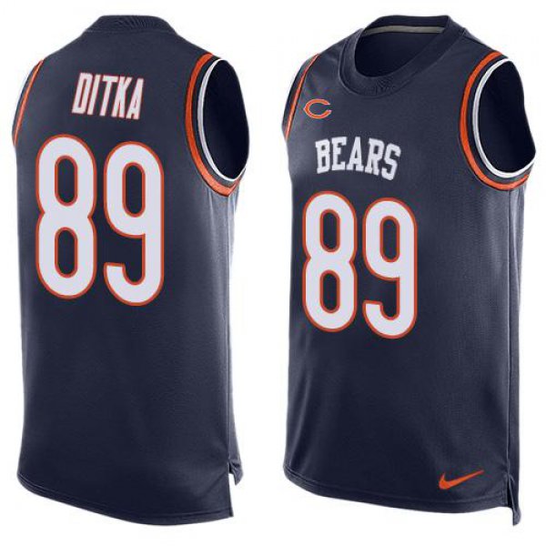 Men's Chicago Bears #89 Mike Ditka Navy Blue Hot Pressing Player Name & Number Nike NFL Tank Top Jersey