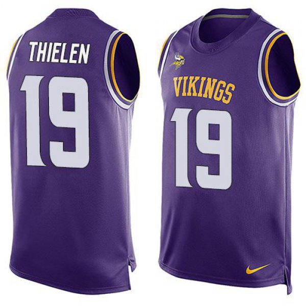 Men's Minnesota Vikings #19 Adam Thielen Purple Hot Pressing Player Name & Number Nike NFL Tank Top Jersey