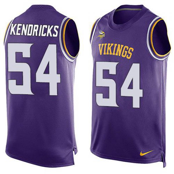 Men's Minnesota Vikings #54 Eric Kendricks Purple Hot Pressing Player Name & Number Nike NFL Tank Top Jersey