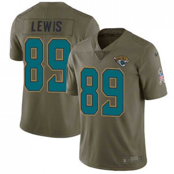 Nike Jacksonville Jaguars #89 Marcedes Lewis Olive Men's Stitched NFL Limited 2017 Salute to Service Jersey