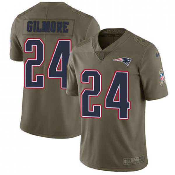 Nike New England Patriots #24 Stephon Gilmore Olive Men's Stitched NFL Limited 2017 Salute To Service Jersey