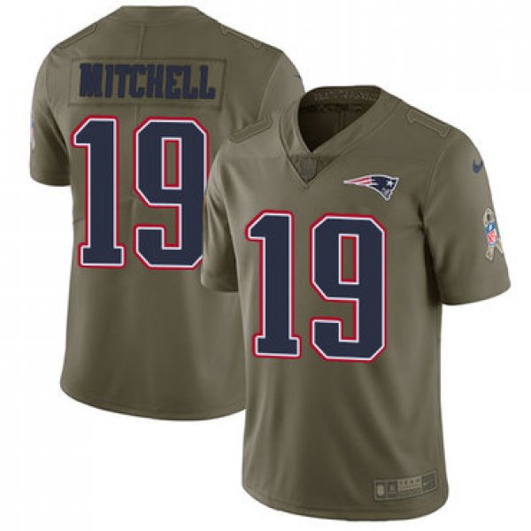 Nike New England Patriots #19 Malcolm Mitchell Olive Men's Stitched NFL Limited 2017 Salute To Service Jersey