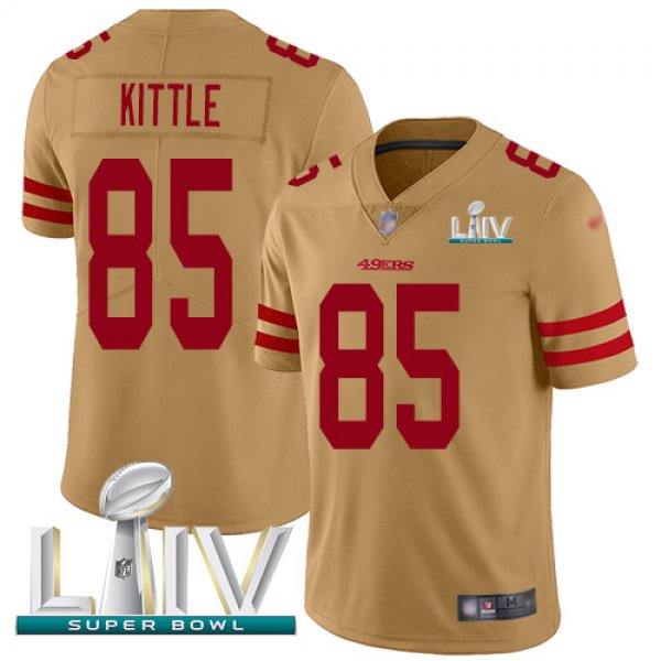 Nike 49ers #85 George Kittle Gold Super Bowl LIV 2020 Youth Stitched NFL Limited Inverted Legend Jersey