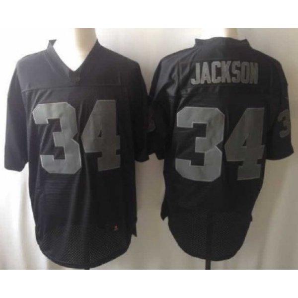 Nike Oakland Raiders #34 Bo Jackson Drenched Limited Black Jersey