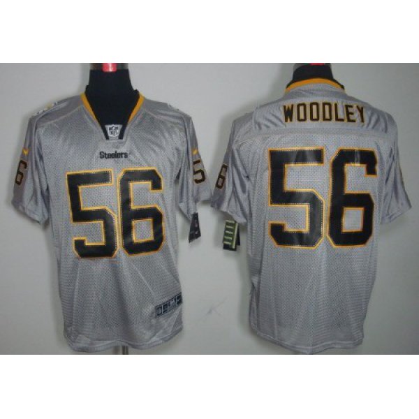 Nike Pittsburgh Steelers #56 LaMarr Woodley Lights Out Gray Elite Jersey