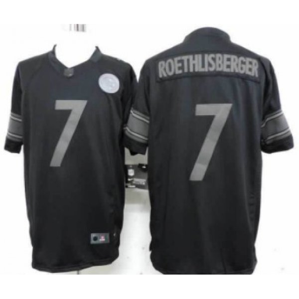 Nike Pittsburgh Steelers #7 Ben Roethlisberger Drenched Limited Black Jersey