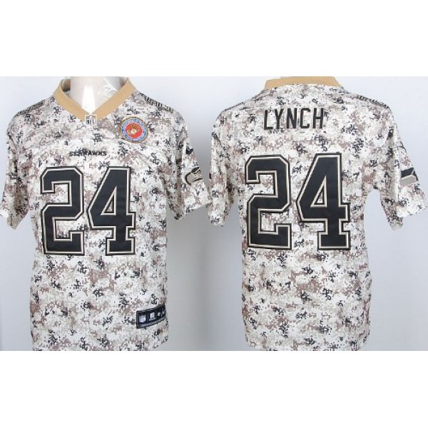 Nike Seattle Seahawks #24 Marshawn Lynch 2013 USMC Camo Elite Jersey