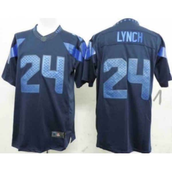 Nike Seattle Seahawks #24 Marshawn Lynch Drenched Limited Blue Jersey