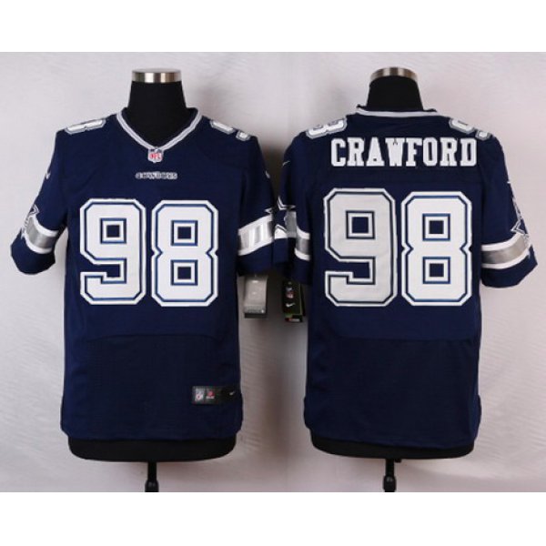 Men's Dallas Cowboys #98 Tyrone Crawford Navy Blue Team Color NFL Nike Elite Jersey