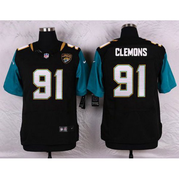 Men's Jacksonville Jaguars #91 Chris Clemons Black Team Color NFL Nike Elite Jersey