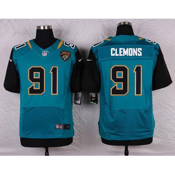 Men's Jacksonville Jaguars #91 Chris Clemons Teal Green Alternate NFL Nike Elite Jersey