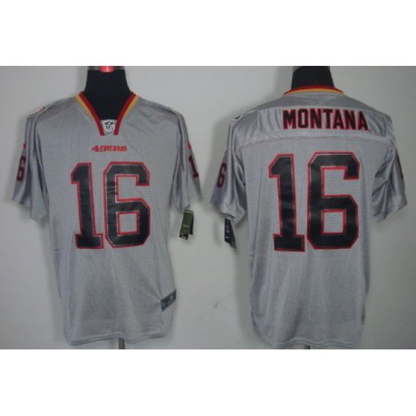 Nike San Francisco 49ers #16 Joe Montana Lights Out Gray Elite Jersey