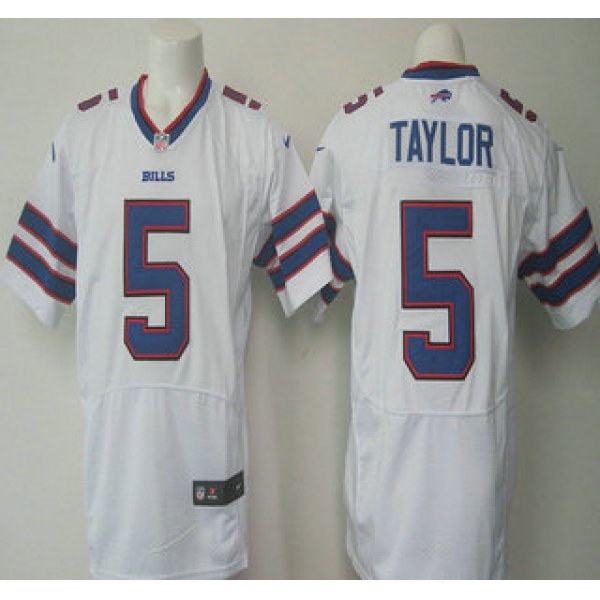 Men's Buffalo Bills #5 Tyrod Taylor White Road NFL Nike Elite Jersey
