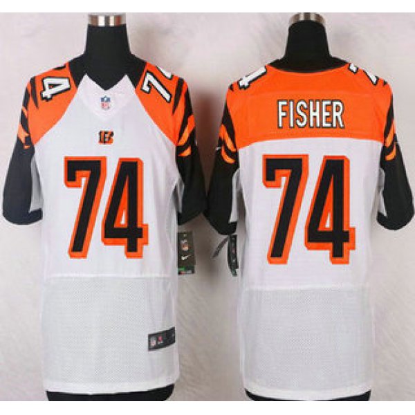 Men's Cincinnati Bengals #74 Jake Fisher White Road NFL Nike Elite Jersey