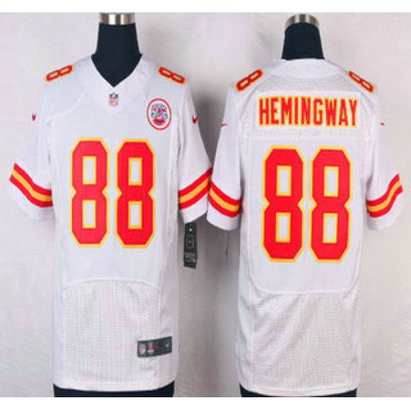 Men's Kansas City Chiefs #88 Junior Hemingway White Road NFL Nike Elite Jersey