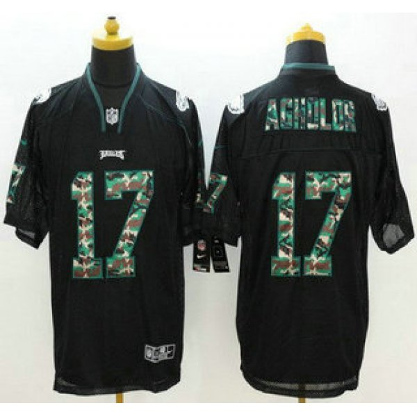 Men's Philadelphia Eagles #17 Nelson Agholor Black With Camo Fashion NFL Nike Elite Jersey