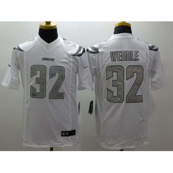 Men's San Diego Chargers #32 Eric Weddle White Platinum NFL Nike Limited Jersey