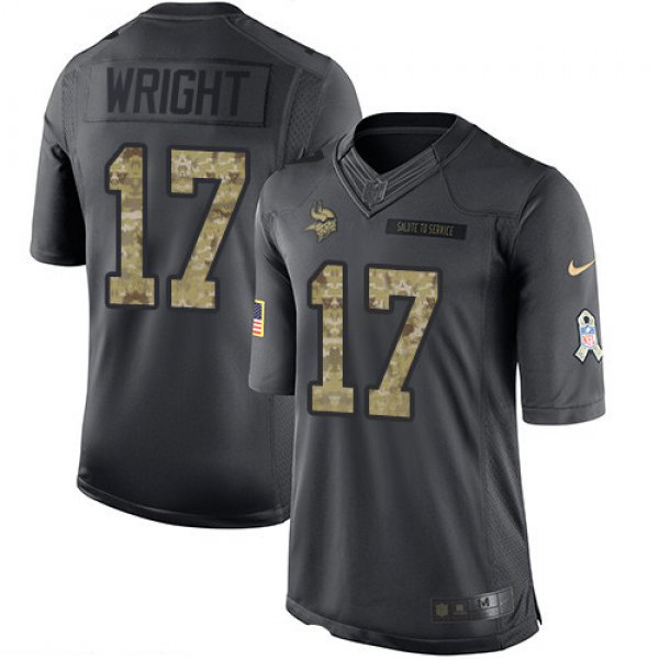 Men's Minnesota Vikings #17 Jarius Wright Black Anthracite 2016 Salute To Service Stitched NFL Nike Limited Jersey